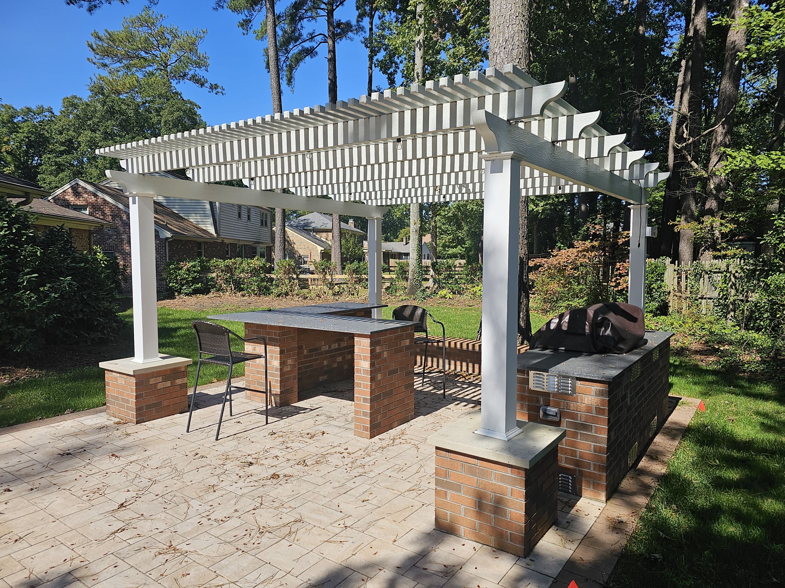 Wooden Pergola With Brick Columns